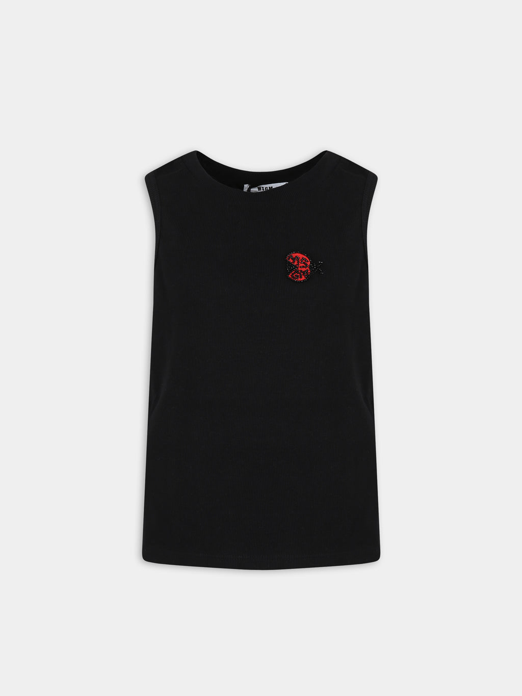 Black tank top for girl with logo and ladybug